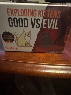 Netflix Exploding Kittens Good vs Evil Card Game White & Black - new shrink wrap